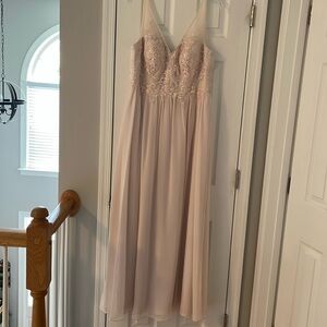Azazie, blush (light pink) think strapped bridesmaid dress, size 14
